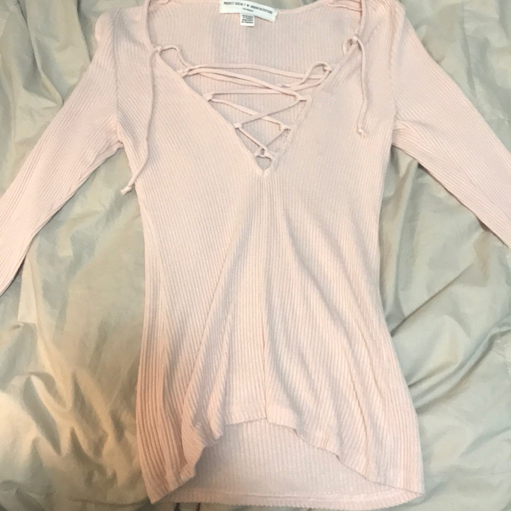 Long sleeve lace up shirt